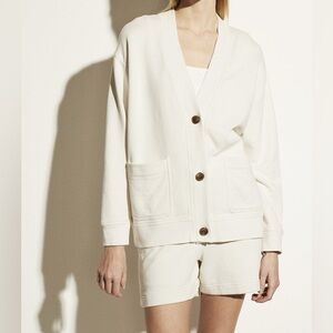 Vince French Terry Cardigan - Bone/ Cream | XS Sweatshirt button sweater
